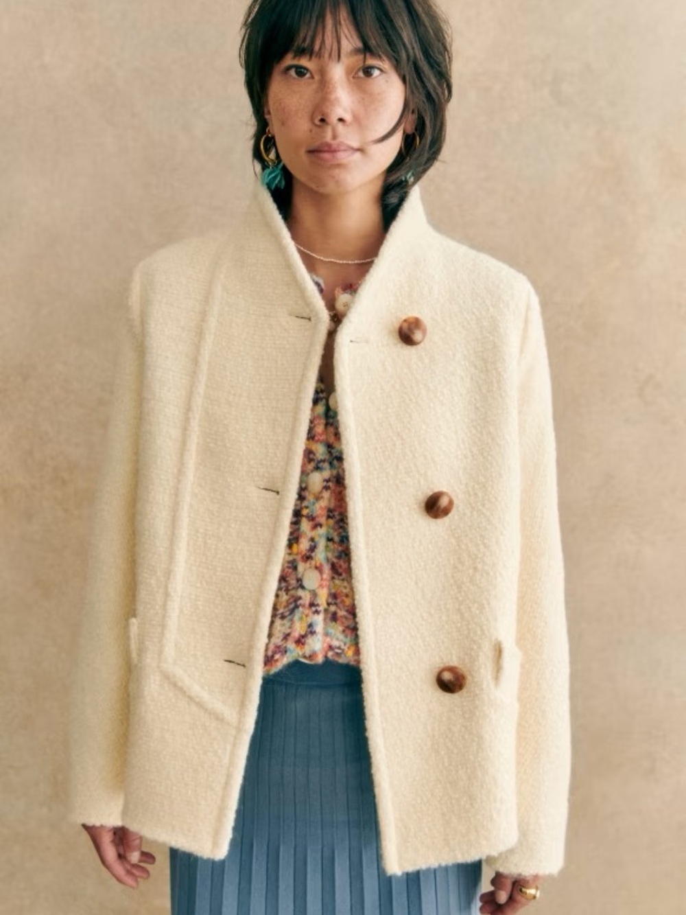 NWT Sézane Kalvin Jacket in Ecru Size 4/36
